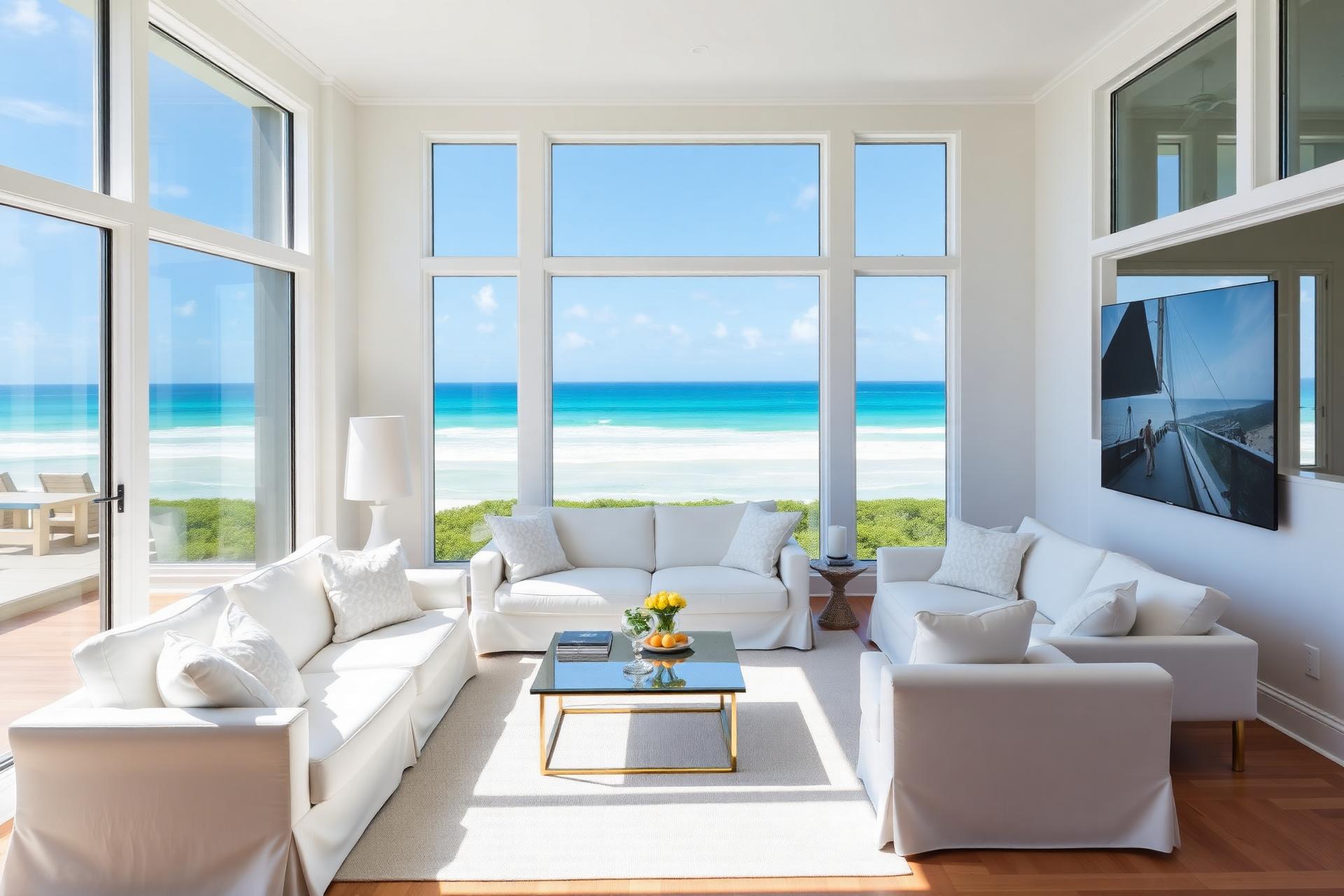 Bright coastal luxury living room in Destin, Florida